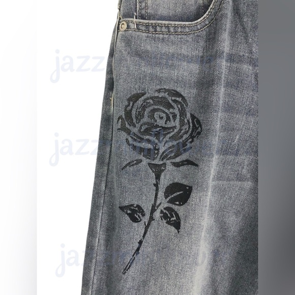 Playboy blue sinner lover‎ butterfly rose playboy bunny embroidered jeans size 7 - Picture 15 of 17